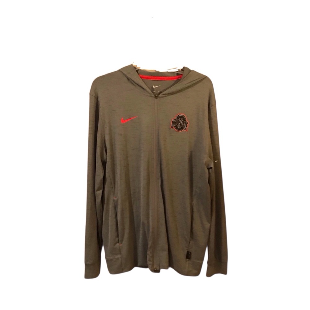 Nike Ohio State Buckeyes Grey Hooded Long Sleeve Shirt Size Medium